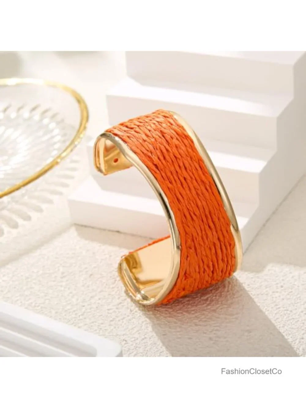 Raffia Irregular Wave Cuff Bracelet, Chunky Bangle Wide Open Cuff Statement